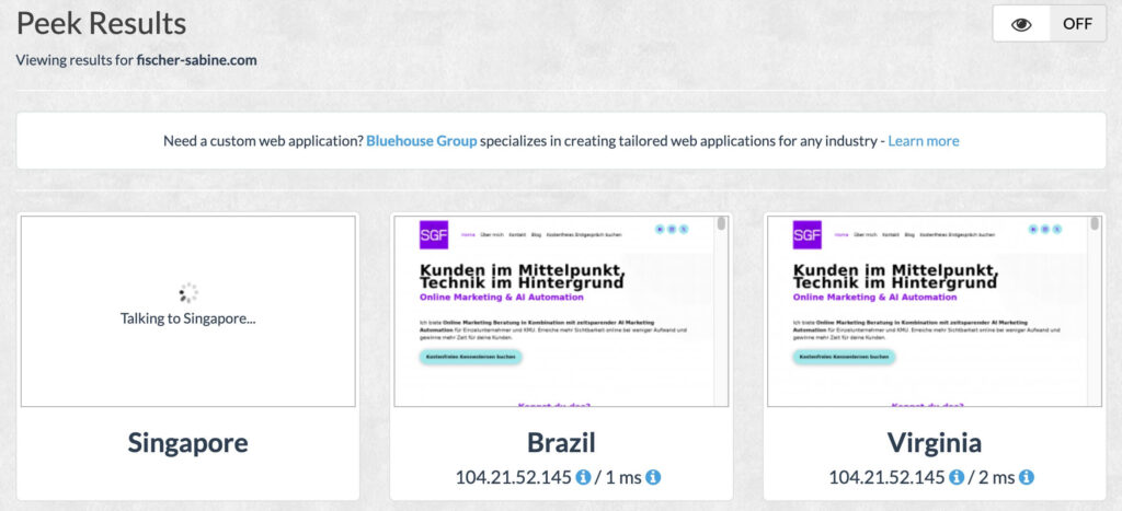 Geoblocking test in Geopeeker