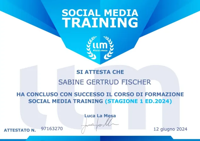Zertifikat Ausbildung Social Media Management Season 1 Sabine Gertrud Fischer