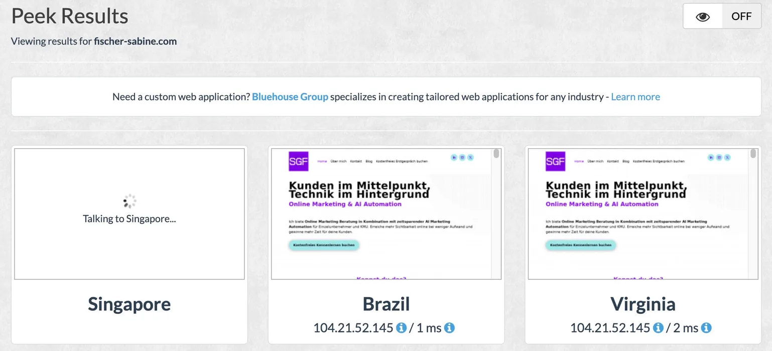 Geoblocking Test in Geopeeker